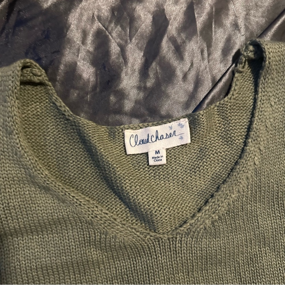 Cloud Chaser Army Green Sleeveless Lace Hem Coquette Cottagecore Sweater Top - Picture 3 of 6